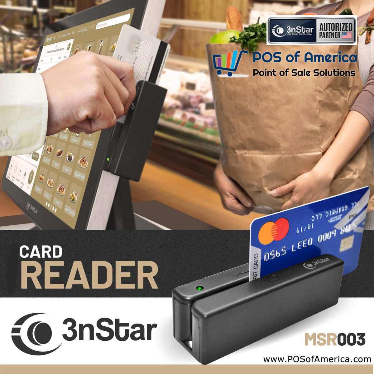 BeMatik Magnetic Card Reader - Triple Track USB Reader For All Card Types