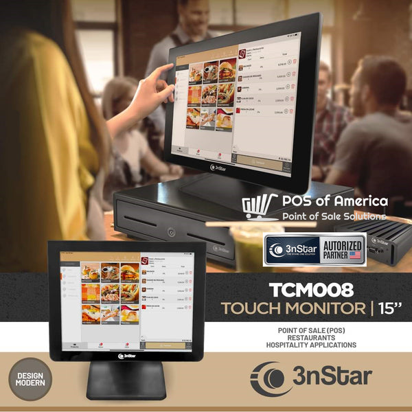 3nStar 15″ Capacitive Touch Screen Monitor Bezel Free (TCM008VH) VGA + HDMI - POS OF AMERICA
