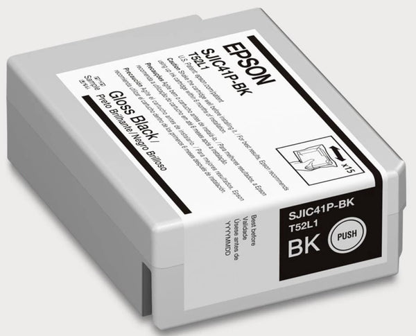 Epson SJIC41P-BK, Gloss Black Ink Cartridge for C4000 Colorworks Printer C13T52L120 - POS OF AMERICA