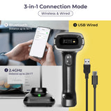 Volcora 2D Wireless BT+2.4G High Performance Barcode Scanner with Charging Base - V-HHBS-A1