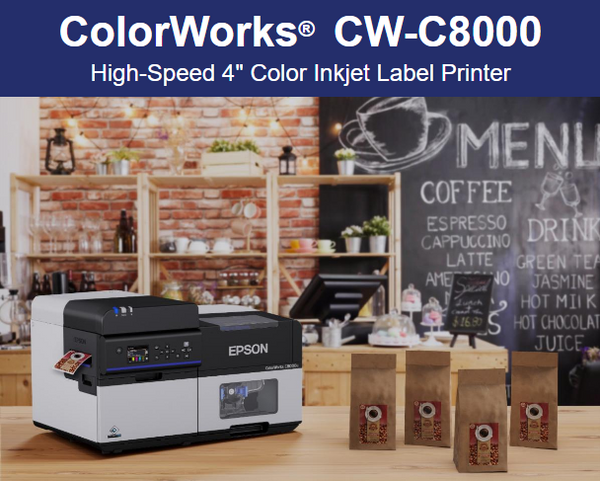 ColorWorks CW-C8000 High-Speed 4" Color Inkjet Label Printer (Matte) - POS OF AMERICA