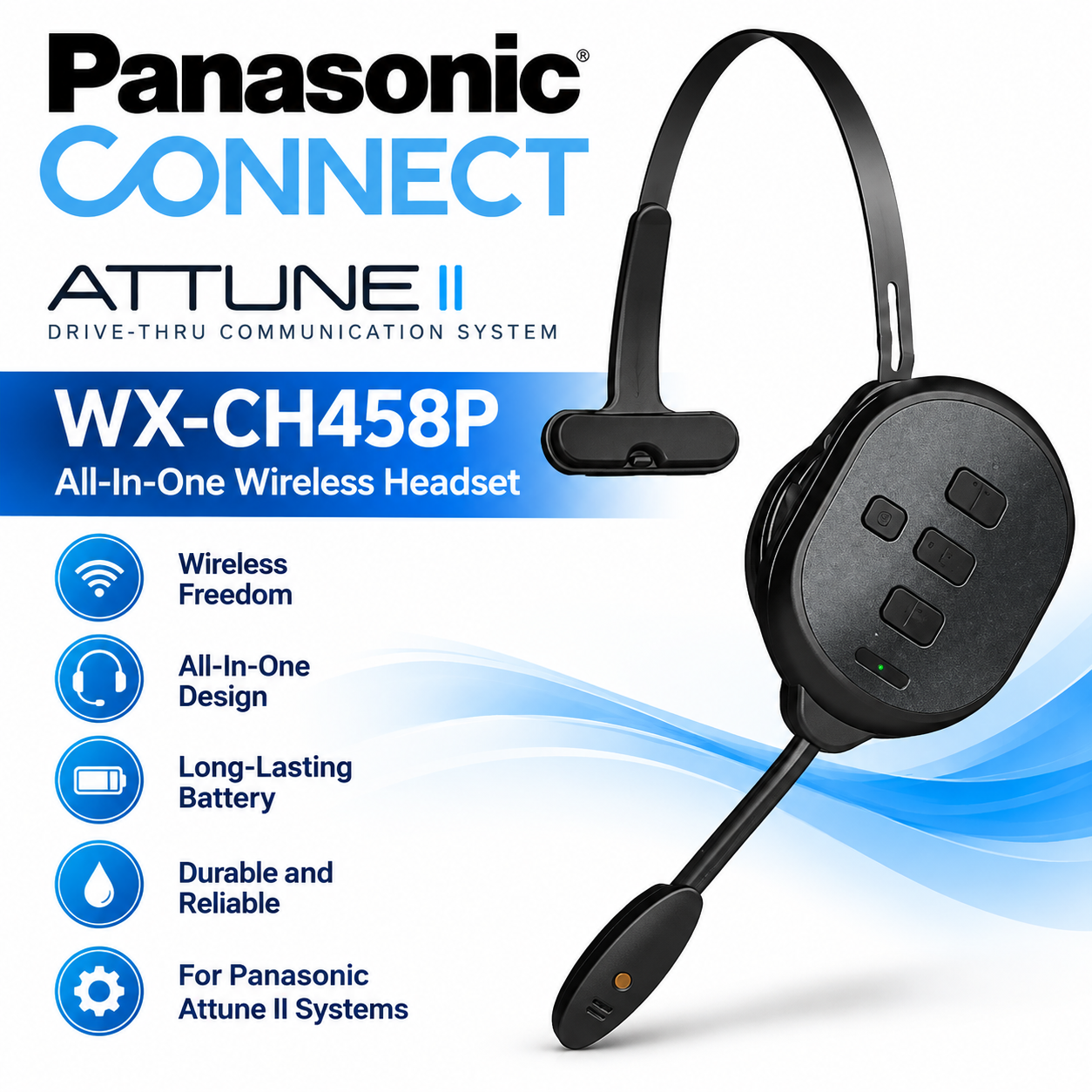 Panasonic Attune WX-CH458P All-In-One Wireless Headset | POS OF
