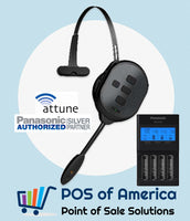 Panasonic Attune 458P (WX-CH458P) All-In-One Wireless Headset Replaces WX-CH457 with Eneloop Pro "AA" Charger CC65 with 4 Pack Batteries - POS OF AMERICA