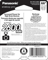 Panasonic Eneloop Pro AA Rechargeable Batteries – 4-Pack Model: WAS-AABATTERY-4PK - POS OF AMERICA