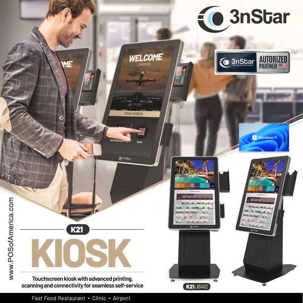 3nStar Windows / Linux Kiosk 21" J6412, 8GB RAM, 240GB SSD, Capacitive,  Wi-Fi, BT, Windows 11 IOT Enterprise Entry - POS OF AMERICA