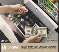 3nStar Heavy Duty Flip Lid Cash Drawer 6 bills / 8 coins CDF20 - POS OF AMERICA