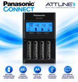 Panasonic Attune Eneloop Pro "AA" Charger CC65 with 4 Pack Batteries WAS-AACHARGER-4PK