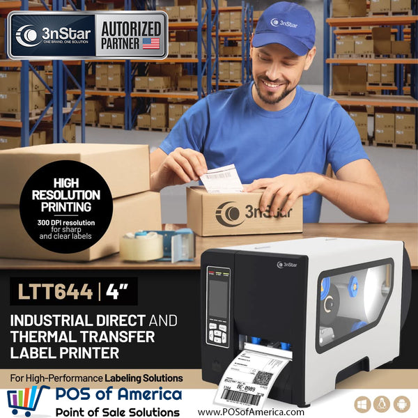 3nStar 4" Industrial Direct and Thermal Transfer Label Printer USB Ethernet Serial LTT644 - POS OF AMERICA