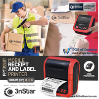 3nStar 80mm (3") Mobile Receipt and Label Printer Bluetooth (PPT305BT) for Android - POS OF AMERICA