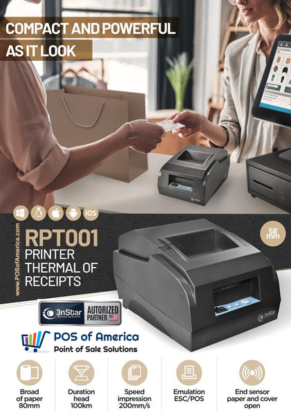 3nStar 58mm Direct Thermal Receipt Printer (RPT001) Manual Cutter - POS OF AMERICA
