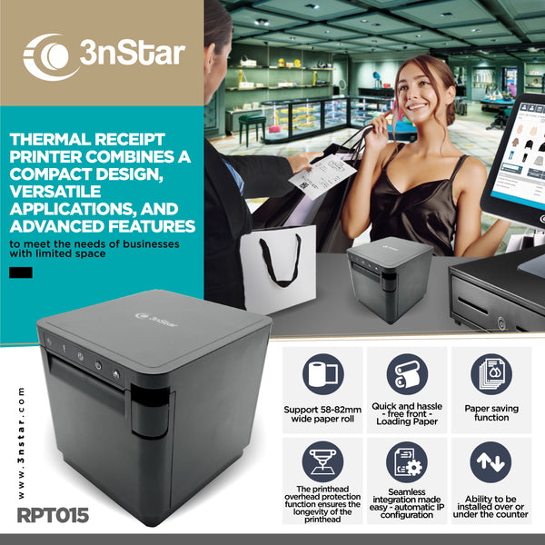 3nStar Front Loading Direct Thermal Receipt Printer 80MM 3″ (RPT015) USB Ethernet Serial - POS OF AMERICA