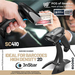 3nStar 2D USB Handheld Barcode Scanner with Base and Autosense ( SC410 ) - POS OF AMERICA
