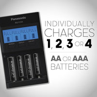 Panasonic Attune Eneloop Pro "AA" Charger CC65 with 4 Pack Batteries WAS-AACHARGER-4PK
