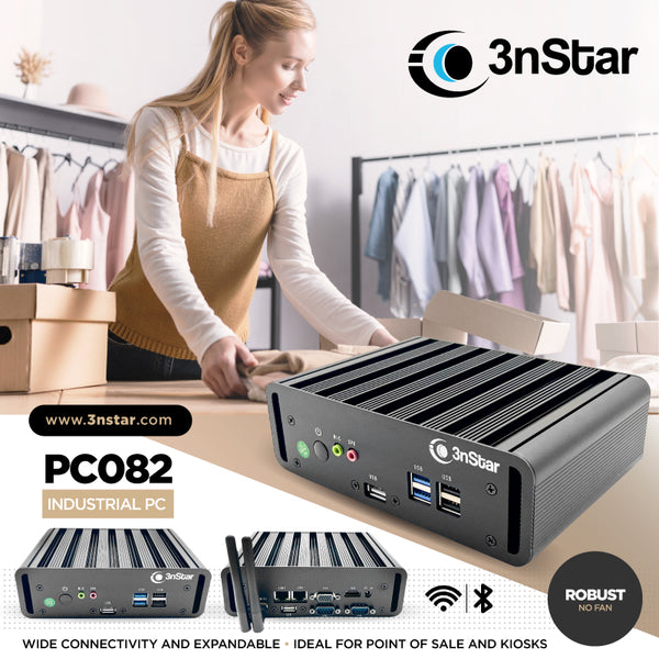 3nStar Industrial mini PC Fanless Industrial PC Fanless J6412 (PC082WV)) 8GB+240GB SSD WINDOWS 10 - POS OF AMERICA