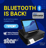 Star Micronics mPOP® Multifunction System Black Integrated Printer & Cash Drawer, USB-C, Bluetooth (MFi), Lightning, Universal Tablet Stand, Int PS - POS OF AMERICA
