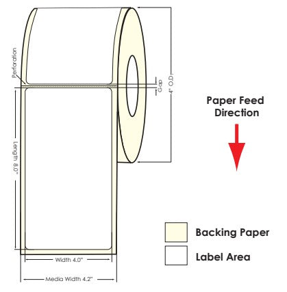 TM-C3500 4" x 8" (1A) High Gloss Paper Label 140/Roll 811027 - POS OF AMERICA