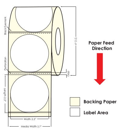 TM-C3500 2.5" Circle (1A) High Gloss Paper Label 450/Roll 811029 - POS OF AMERICA