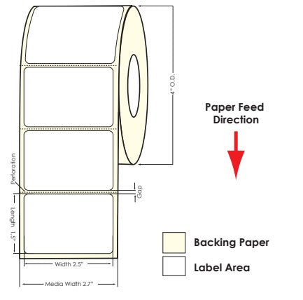 TM-C3500 2.5" x 1.5" High Gloss Paper Label 730/Roll 811034 - POS OF AMERICA