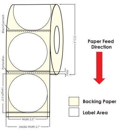 TM-C3500 2.5" Circle (1A) Matte Paper Label 450/Roll 812031 - POS OF AMERICA