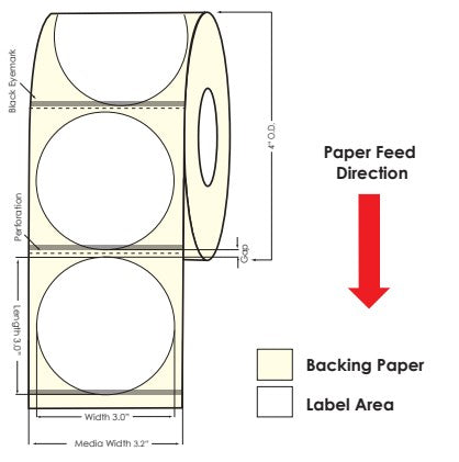 TM-C3500 3" Circle (1A) Matte Paper Label 380/Roll 812032 - POS OF AMERICA