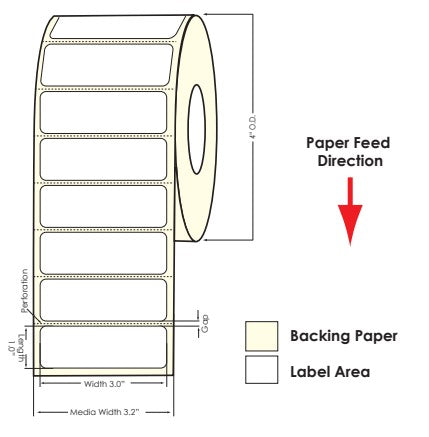TM-C3500 3" x 1" (1A) Matte BOPP Label 1070/Roll 814013 - POS OF AMERICA
