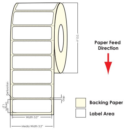 TM-C3500 3" x 1.5" (1A) Matte BOPP Label 740/Roll 814014 - POS OF AMERICA