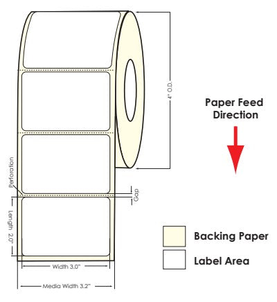 TM-C3500 3" x 2" (1A) Matte BOPP Label 565/Roll 814015 - POS OF AMERICA
