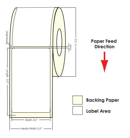 TM-C3500 3" x 5" (1A) Matte BOPP Label 230/Roll 814016 - POS OF AMERICA
