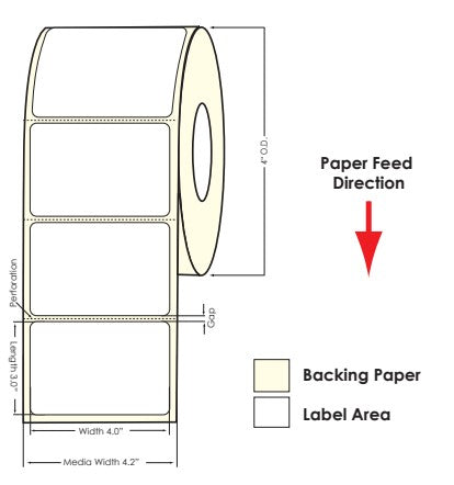 TM-C3500 4" x 3" (1A) Matte BOPP Label 380/Roll 814020 - POS OF AMERICA