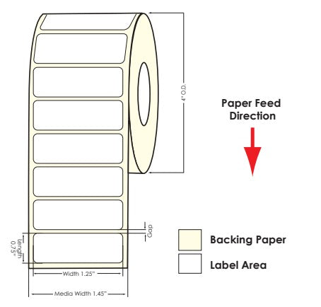 TM-C3500 1.25" x 0.75" NP Matte BOPP Label 1200/Roll 814036 - POS OF AMERICA