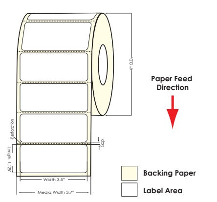 TM-C3500 3.5" x 1.125" Matte BOPP Labels 850/Roll 814038 - POS OF AMERICA