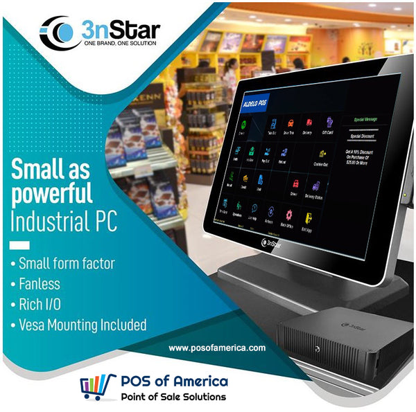 Aldelo 3nStar POS Bundle i3 8GB 240GB SSD Touchmonitor + MiniPC Windows 10 - POS OF AMERICA