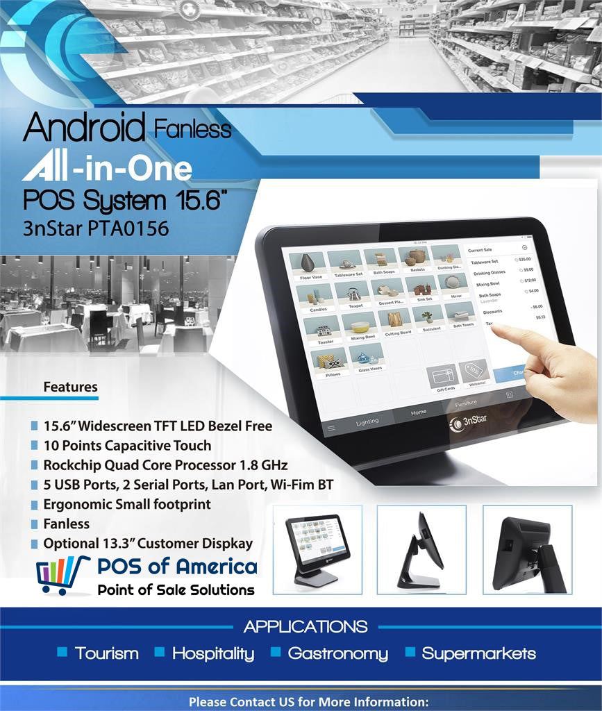 3nStar Android Fanless All-in-One POS Complete bundle 15.6″ (PTA0156-28 ...