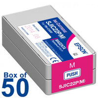 Box of 50 Genuine Epson SJIC22P (M) Magenta Pigment Ink Cartridge for TM-C3500 C33S020582 - POS OF AMERICA