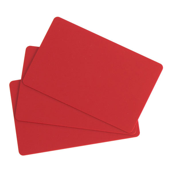 C4301 EVOLIS, PVC BLANK CARDS - RED - 30MIL - 1 PACK OF 100 CARDS - POS OF AMERICA