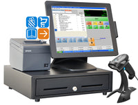 TOUCH DYNAMIC, PULSE ULTRA WITH 15" PCAP TOUCH SCREEN INTEL CELERON J3455 2.3G FANLESS, 4 GIG RAM, 128 GIG SSD, WIN 10 IOT (64 BIT), MSR Bundle with Printer, Barcode Scanner, Cash Drawer and pcAmerica CRE - POS OF AMERICA