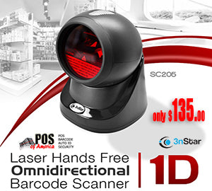 3nStar 1D Laser Hands Free Omni-directional Barcode Scanner (SC205) - POS OF AMERICA