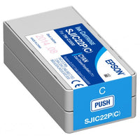 Genuine Epson SJIC22P (C) Cyan Pigment Ink Cartridge for TM-C3500 C33S020581 - POS OF AMERICA