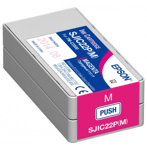 Genuine Epson SJIC22P (M) Magenta Pigment Ink Cartridge for TM-C3500 C33S020582 - POS OF AMERICA