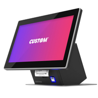 CUSTOM AMERICA GENIUS ALL-IN-ONE + PRINTER 80mm 13.3" WIN SSD 128GB RAM 8GB J3455 win10 iot - POS OF AMERICA