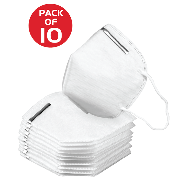 10 Pcs KN95 Face Mask 5-Layer Protection - White Respirator Masks