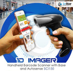 3nStar 1D Imager Handheld Barcode Scanner with Base and Autosense (SCI150) - POS OF AMERICA